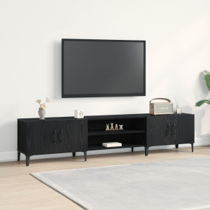 mueble de televisión  Negro Roble 180x31.5x40 cm Madera elaborada D