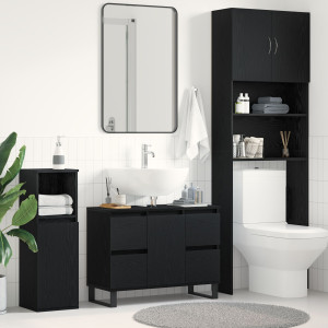 mueble de baño  lavabo negro roble 80x33x60 cm madera elaborada D