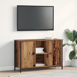 Mueble para TV  de roble artesano 101x35x65 cm en madera elaborada y acero D