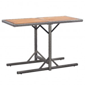 Mesa de jardín ratán sintético y madera acacia gris antracita D