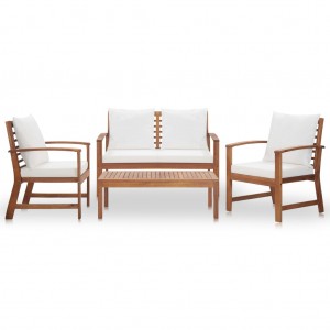 4 pcs conjunto lounge de jardim c/ almofadões acácia maciça H