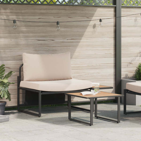 Conjunto de sofá de jardín de 2 piezas con asiento individual y cojines taupe D