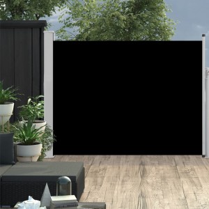 Toldo lateral retráctil de jardín negro 140x500 cm D