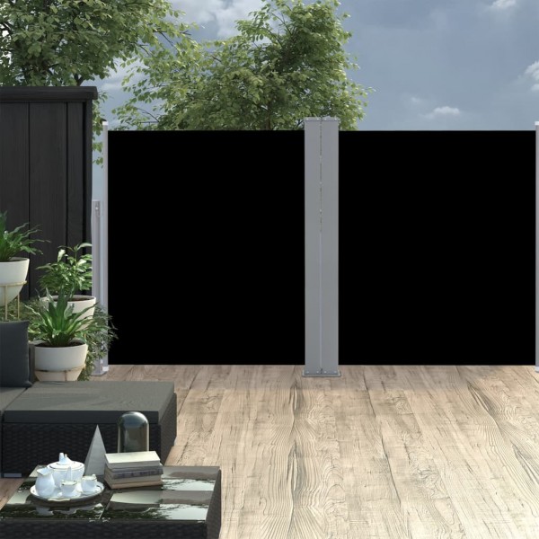 Toldo lateral doble y retráctil de jardín negro 170x600 cm D