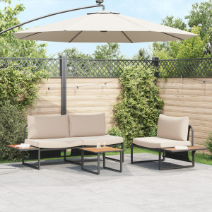 Mesa de café de jardín  marrón 55x55x35 cm DPC y acero D