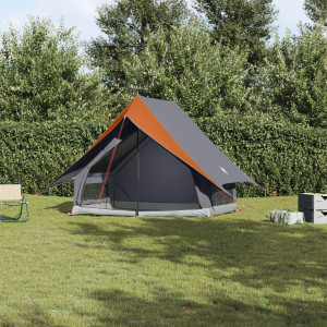 Tienda de Camping  en A para 3 Personas Gris y Naranja Impermeable D