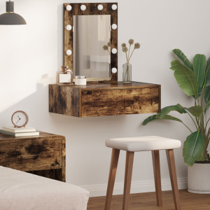 Mesa de tocador colgante  con luces LED en roble ahumado D