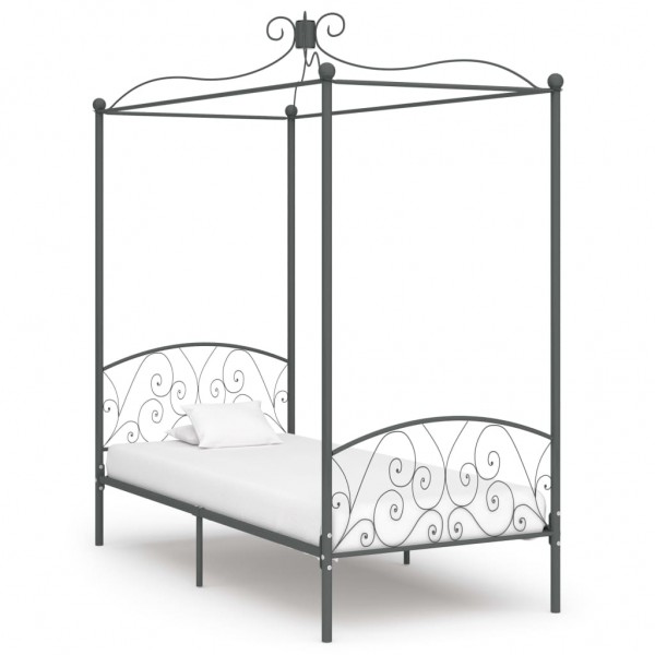 Estructura de cama con dosel metal gris 100x200 cm D