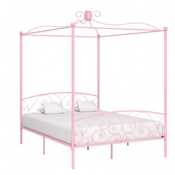 Estrutura de cama com leito de metal rosa 160x200 cm D
