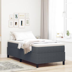 Cama con Somier  con Colchón Gris Oscuro 90x200 cm Tela de Pana D