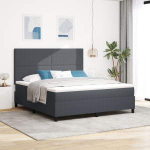 Cama con Box Spring  con Colchón Gris Oscuro Super King Tela de Pana D