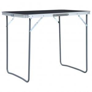 Mesa de campismo dobrável estrutura de metal cinza 80x60 cm D