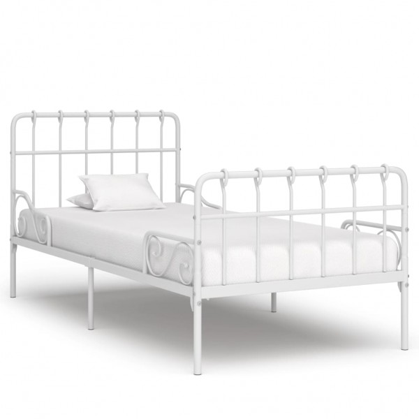 Estructura de cama con base de listones metal blanco 90x200 cm D