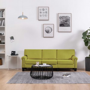 Sofá de 3 plazas de tela verde D