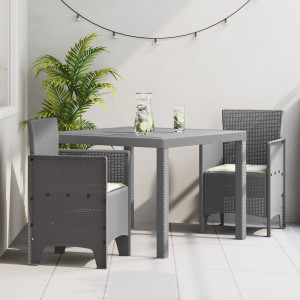 Juego de Comedor de Jardín de 3 Piezas con Cojines Gris Claro D