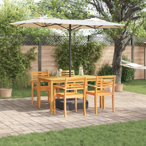 Juego de comedor de jardín de 5 piezas en madera maciza de acacia D