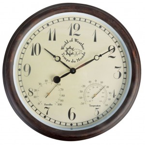 Esschert Design Reloj con termo higrómetro 30.5 cm TF008 D