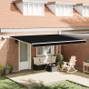 Toldo Retráctil Manual  con LED Negro 450x300 cm. Tela de Reemplazo  para Marco de 4.5x3 m Negro 1