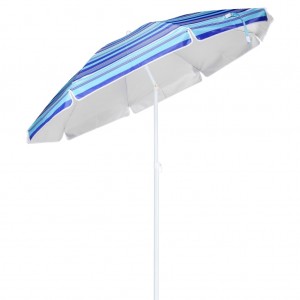 HI Um guarda-chuva de praia de 200 cm azul a riscas D
