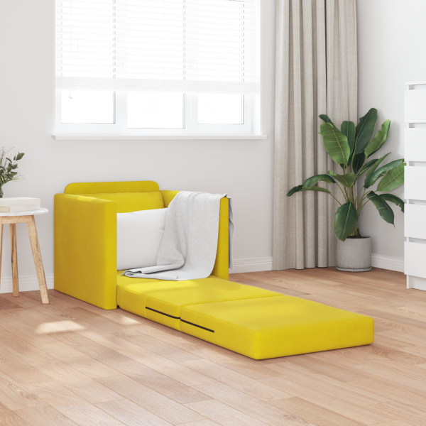 Sofá cama 2 en 1 Amarillo oscuro 74x77x81 cm Terciopelo M 3