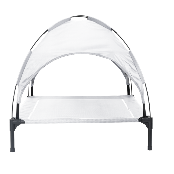 Cama Elevada para Cães com Toldo Removível Prata L Aço M 5