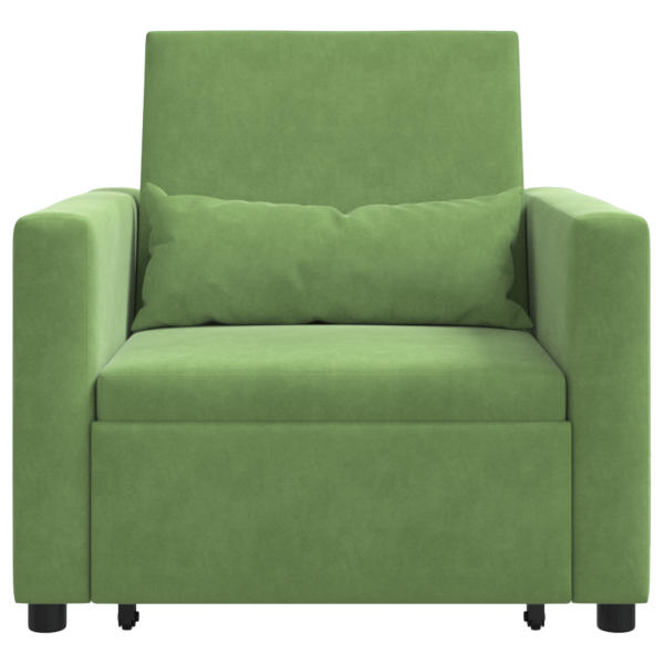 Sillón Convertible 3-en-1 de Terciopelo Verde Claro M 5