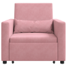 Sofa Cama Convertible rosa terciopelo 3-en-1 5