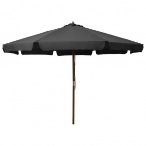 Um guarda-chuva de jardim com um pau de madeira cinza anthracite 330 cm D