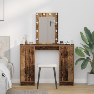 Mesa de Maquillaje con Luces LED Madera Vieja 102x33x135 cm D