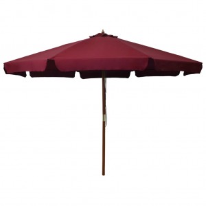 Guarda-chuva de jardim com pau de madeira de cor bordeaux 330 cm D