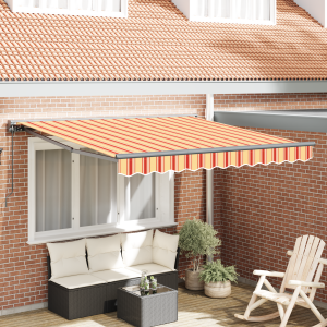 Toldo Retráctil Manual Amarillo y Naranja 350x250 cm D