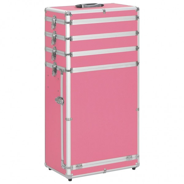 Maleta trolley de maquiagem de alumínio rosa D