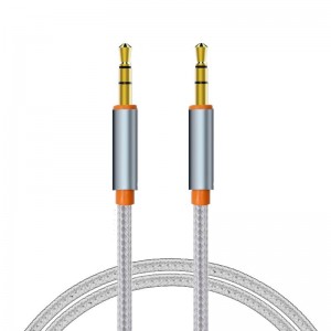 Cable Jack 3.5 mm a Jack 3.5 mm Audio-Audio Nylon Plateado (1m) D
