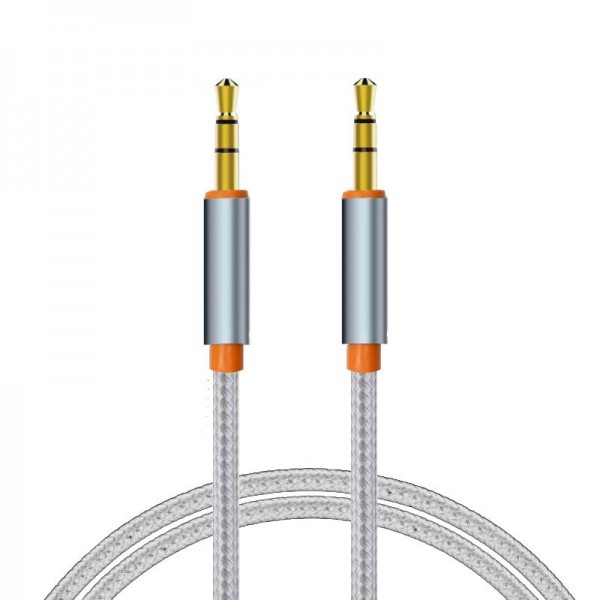 Cable Jack 3.5 mm a Jack 3.5 mm COOL Audio-Audio Nylon Plateado (1m) D