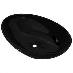 Lavabo de cerâmica preta oval 40x33 cm D