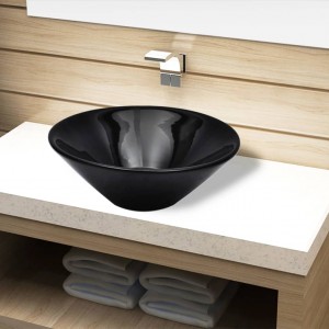Lavabo de cerámica negro redondo D