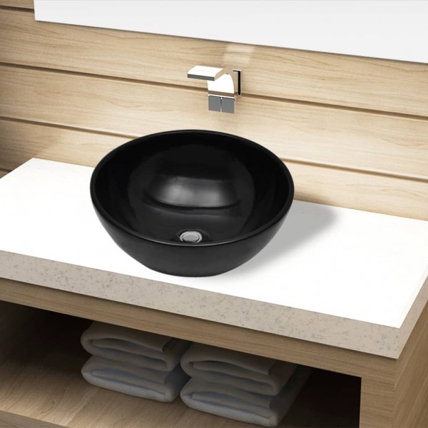 Lavabo de cerámica negro redondo D