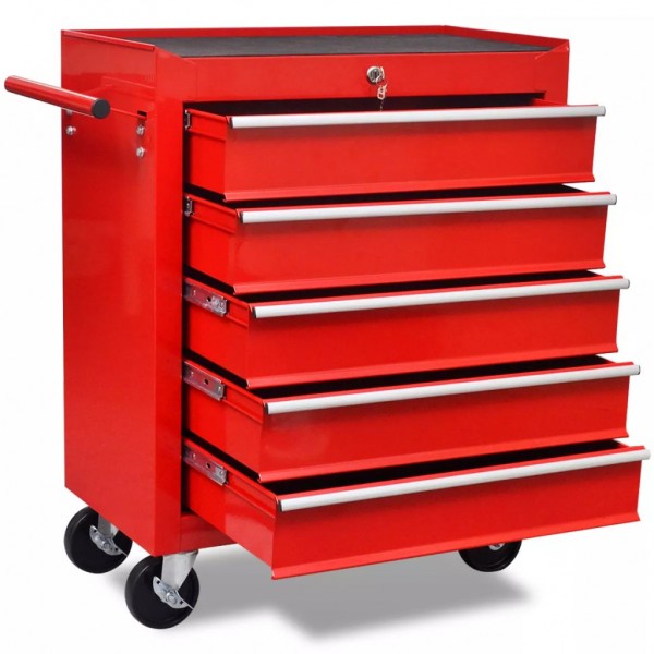 Carrinho caixa de ferramentas 5 caixas vermelhas D