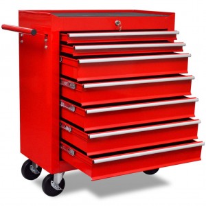 Carrito caja de herramientas 7 cajones rojo D