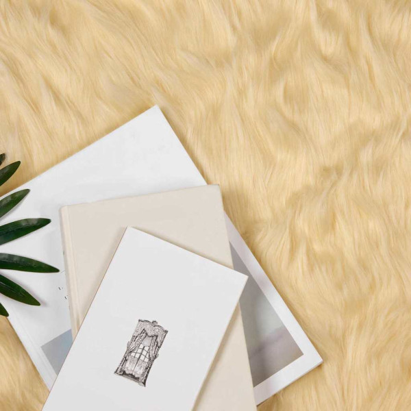 Alfombra de Piel de Oveja Falsa Crema 240 x 240 cm Poliéster M 2