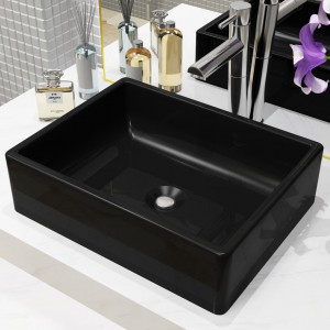 Lavabo de cerámica rectangular negro 41x30x12 cm D