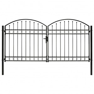 Cancela de valla doble puerta con arco 300x150 cm acero negro D