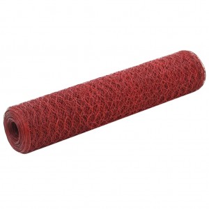 Alambrada de gallinero acero revestimiento PVC rojo 25x0.75 m D