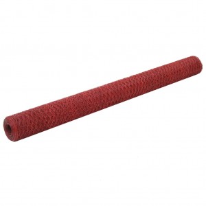 Alambrada de gallinero acero revestimiento PVC rojo 25x1.5 m D