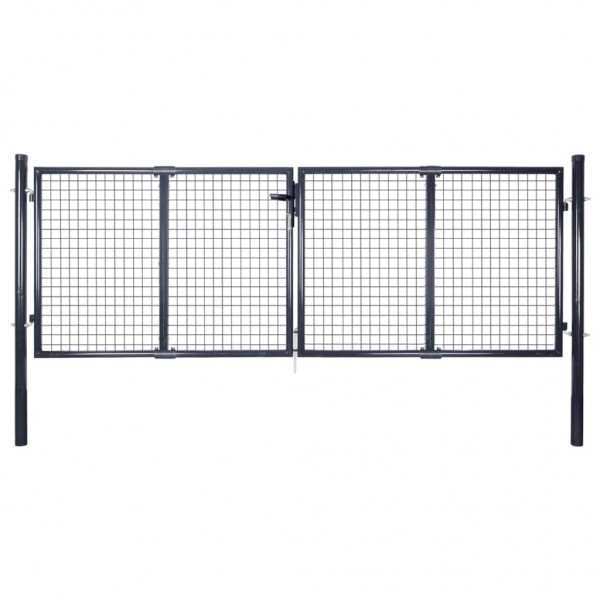 Porta de rede de jardim de aço galvanizado cinza 289x100 cm D