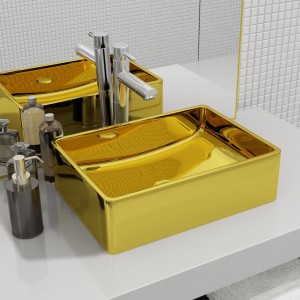 Lavabo 41x30x12 cm cerámica dorado D