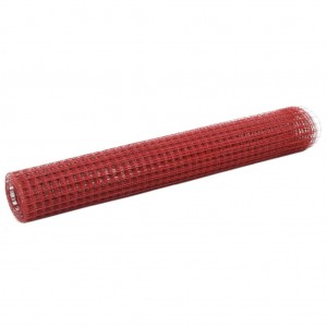 Alambrada de gallinero acero revestimiento PVC rojo 25x1 m D