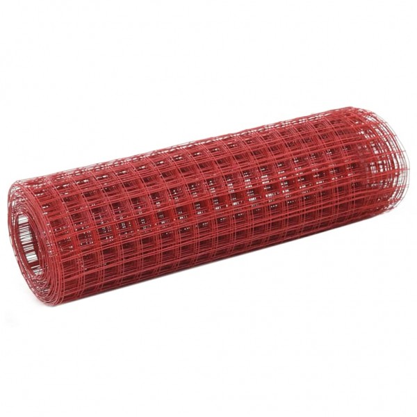 Arame de galinha aço revestimento PVC vermelho 10x0.5 m D