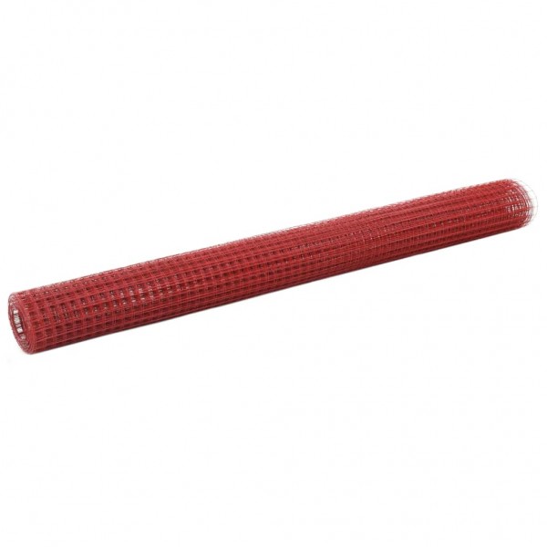 Alambrada de gallinero acero revestimiento PVC rojo 10x1.5 m D