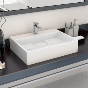 Lavabo 50x38x13 cm resina mineral/marmo branco D